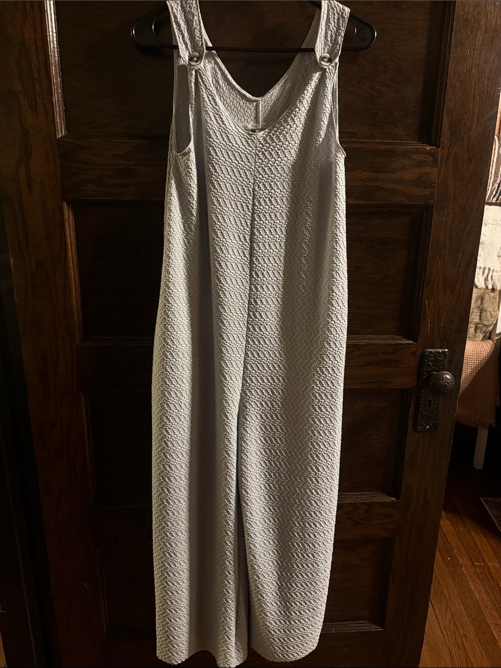 Farmhouse Frocks, Textured Wide-Leg Jumpsuit in Light Blue/Gray, NWT